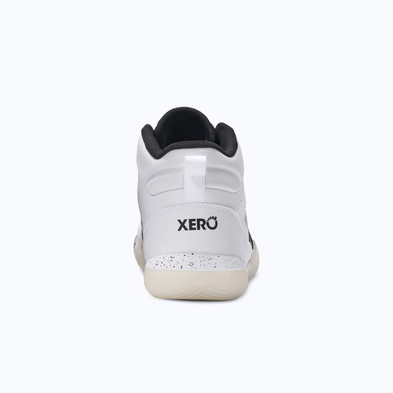 Rear View of Xero Shoes X1 Mid Women Shoe at White and Black