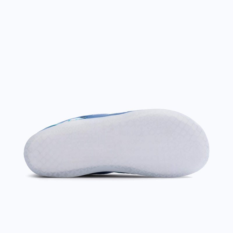 Xero Shoes XT Max Men Shoe in Blue with Black Quick Laces Outsole Visible and with Toe Facing Right