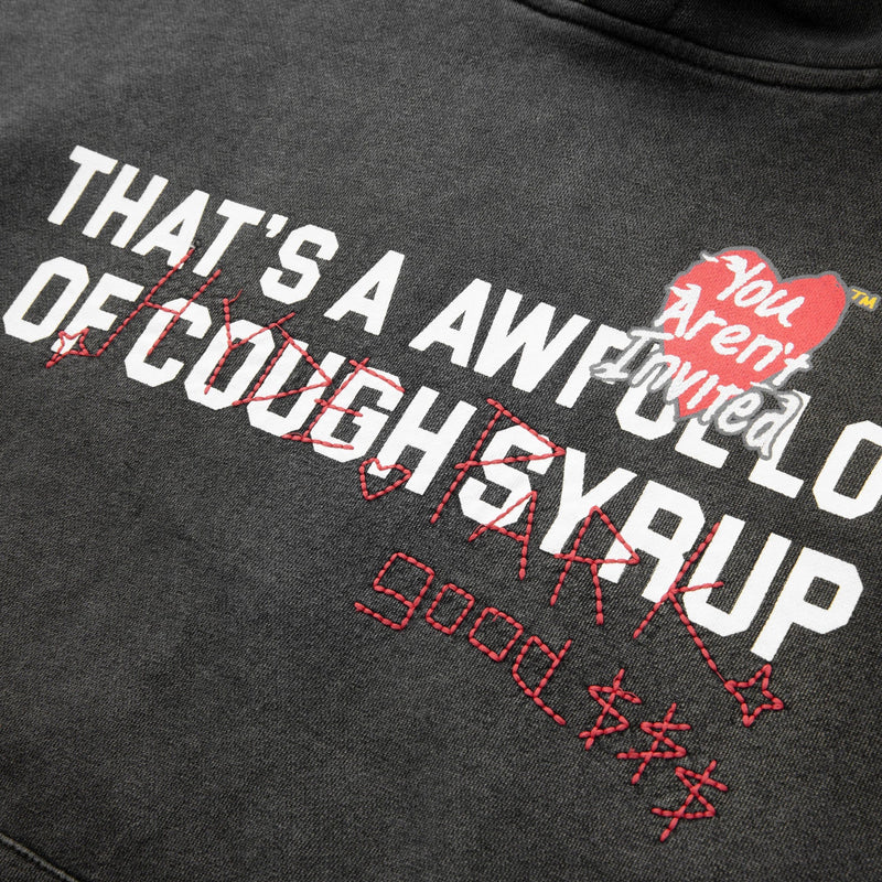 Detail View of the You Aren't ALOCS Hyde Park Hoodie in Black